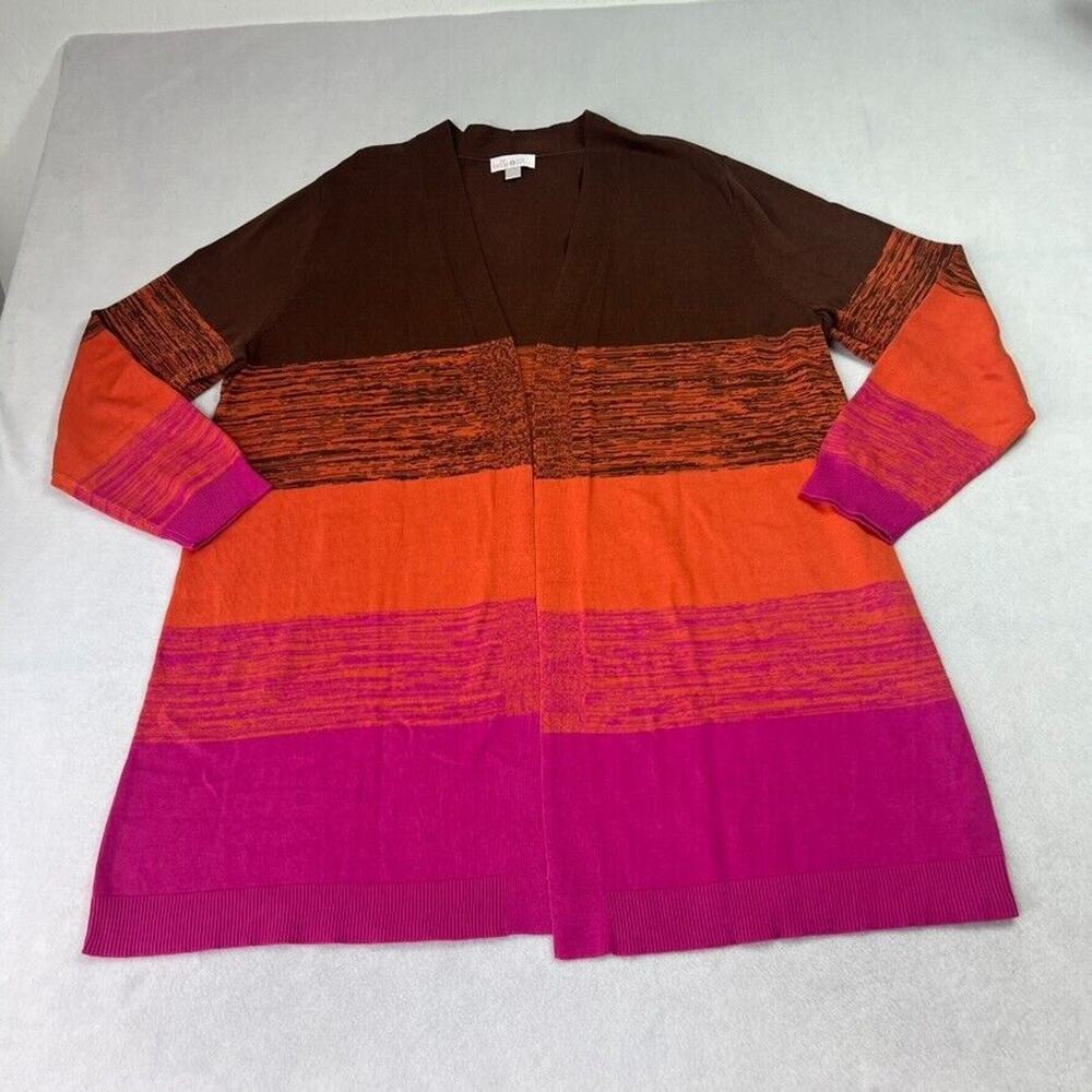 Belle by Kim Gravel Cardigan Womens XL Colorblock Multicolor Open Front
